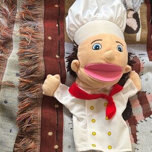 Chef Hand Puppet Plush with Red Scarf